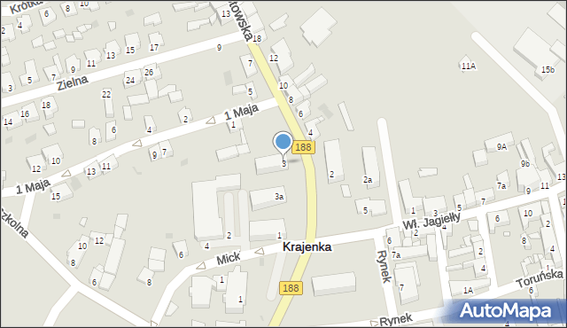 Krajenka, Złotowska, 3, mapa Krajenka