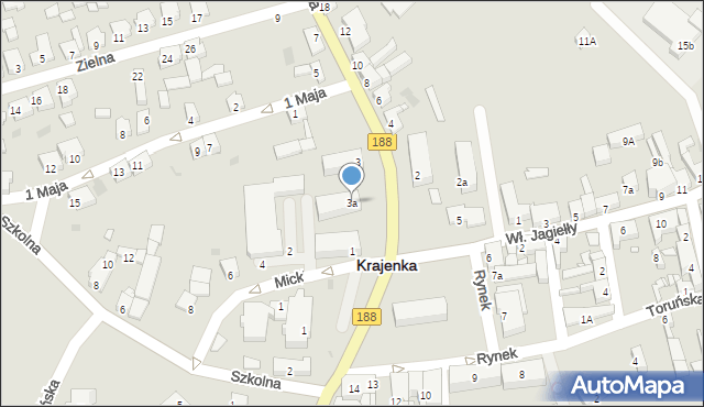 Krajenka, Złotowska, 3a, mapa Krajenka