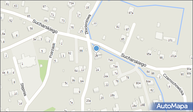 Kraków, Złocieniowa, 26, mapa Krakowa