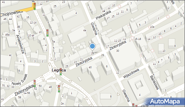 Legnica, Złotoryjska, 19, mapa Legnicy