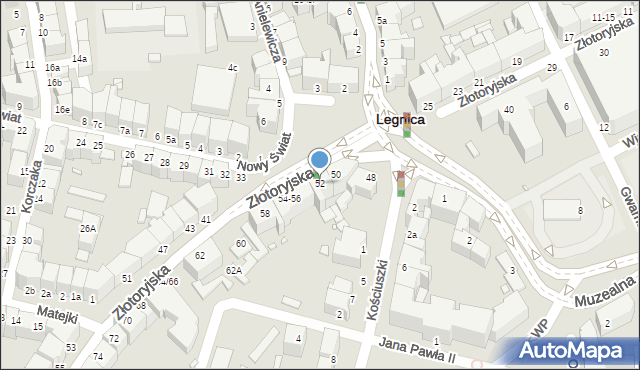 Legnica, Złotoryjska, 52, mapa Legnicy