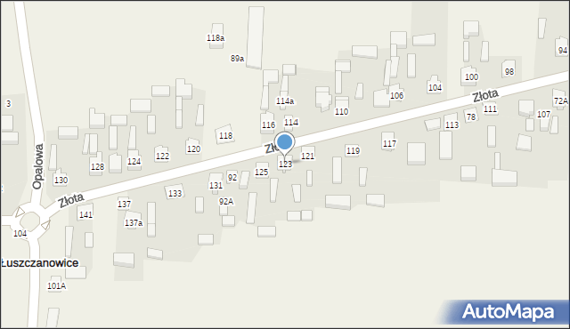 Łuszczanowice, Złota, 123, mapa Łuszczanowice