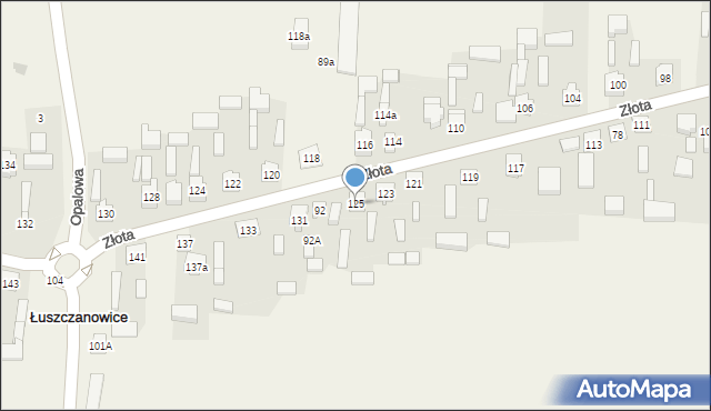 Łuszczanowice, Złota, 125, mapa Łuszczanowice