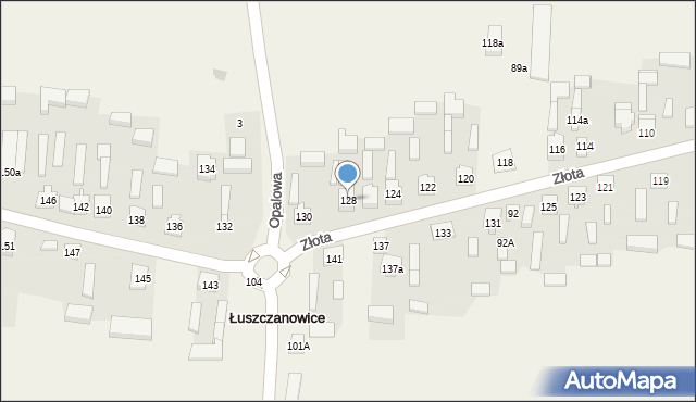 Łuszczanowice, Złota, 128, mapa Łuszczanowice
