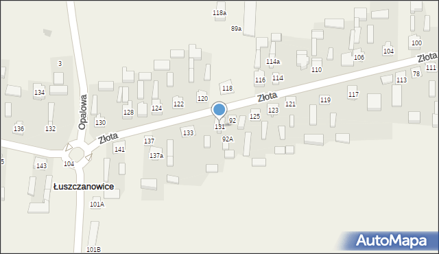 Łuszczanowice, Złota, 131, mapa Łuszczanowice