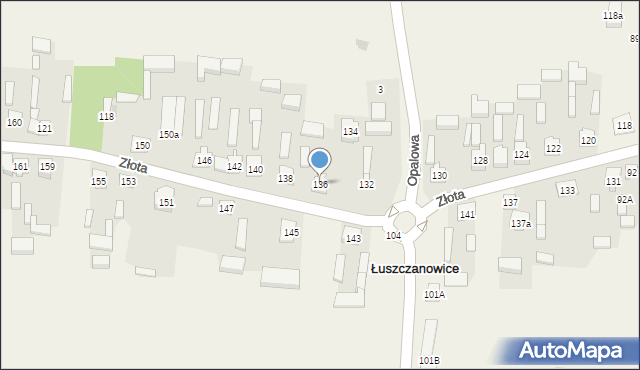 Łuszczanowice, Złota, 136, mapa Łuszczanowice