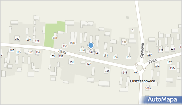 Łuszczanowice, Złota, 142, mapa Łuszczanowice