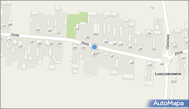 Łuszczanowice, Złota, 151, mapa Łuszczanowice