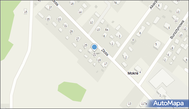 Mokre, Złota, 21, mapa Mokre