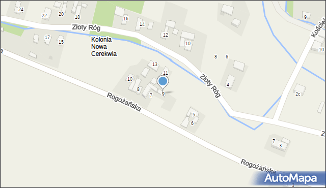 Nowa Cerekwia, Złoty Róg, 9, mapa Nowa Cerekwia