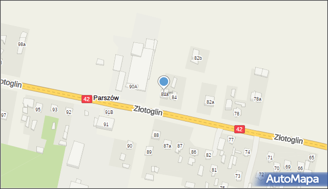 Parszów, Złotoglin, 84a, mapa Parszów