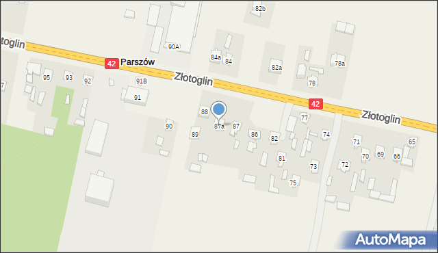 Parszów, Złotoglin, 87a, mapa Parszów