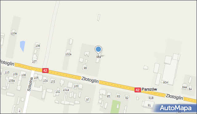 Parszów, Złotoglin, 98a, mapa Parszów