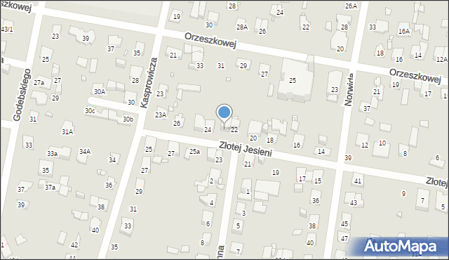 Piastów, Złotej Jesieni, 22A, mapa Piastów