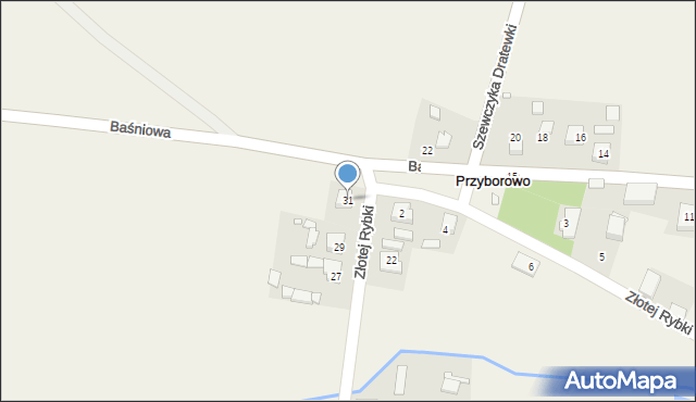 Przyborowo, Złotej Rybki, 31, mapa Przyborowo