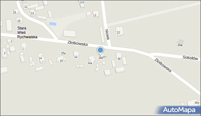 Rychwał, Złotkowska, 34b, mapa Rychwał