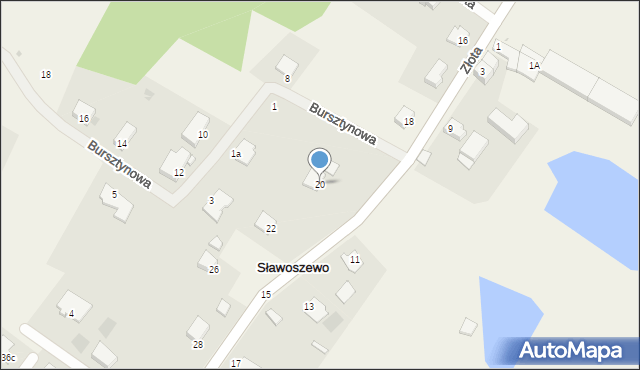 Sławoszewo, Złota, 20, mapa Sławoszewo