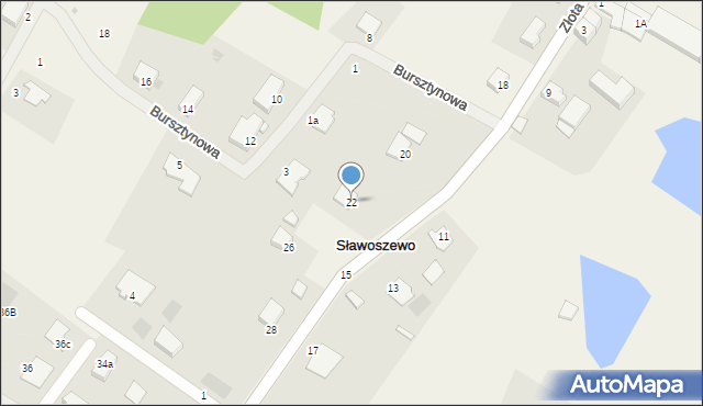 Sławoszewo, Złota, 22, mapa Sławoszewo