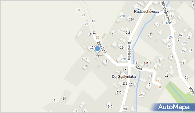 Trzebinia, Złocieni, 13, mapa Trzebinia