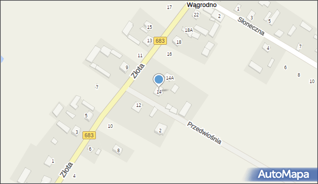 Wągrodno, Złota, 14, mapa Wągrodno