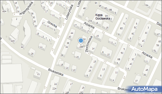 Warszawa, Złoczowska, 18A, mapa Warszawy