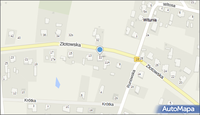 Witunia, Złotowska, 11, mapa Witunia