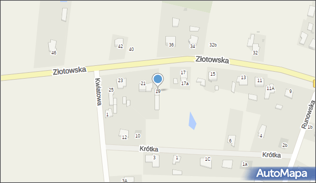 Witunia, Złotowska, 19, mapa Witunia