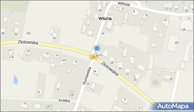 Witunia, Złotowska, 28, mapa Witunia