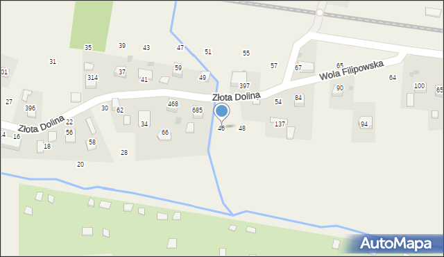 Wola Filipowska, Złota Dolina, 46, mapa Wola Filipowska