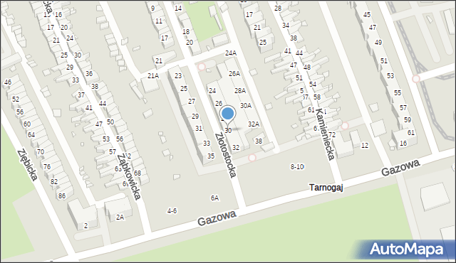 Wrocław, Złotostocka, 30, mapa Wrocławia