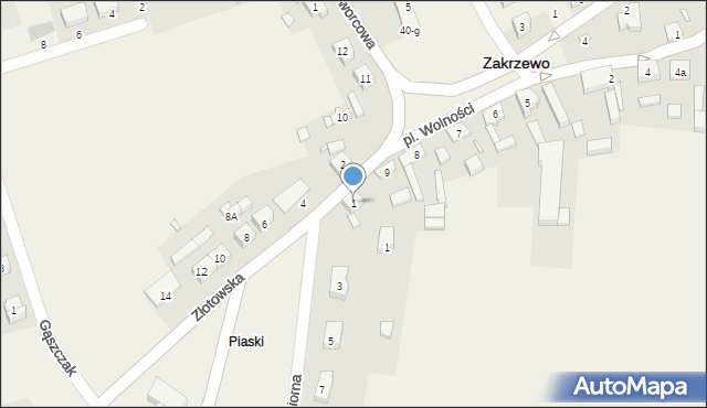 Zakrzewo, Złotowska, 1, mapa Zakrzewo