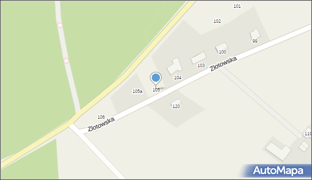 Zakrzewo, Złotowska, 105, mapa Zakrzewo