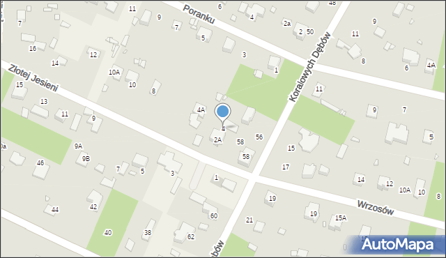 Zalesie Górne, Złotej Jesieni, 4, mapa Zalesie Górne