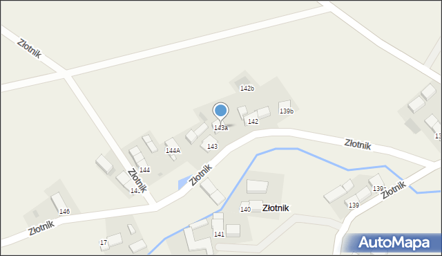 Złotnik, Złotnik, 143a, mapa Złotnik