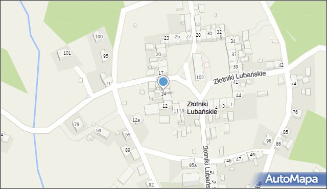 Złotniki Lubańskie, Złotniki Lubańskie, 14, mapa Złotniki Lubańskie