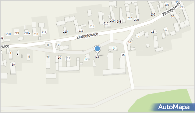 Złotogłowice, Złotogłowice, 13, mapa Złotogłowice