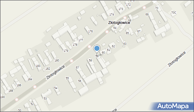 Złotogłowice, Złotogłowice, 59, mapa Złotogłowice