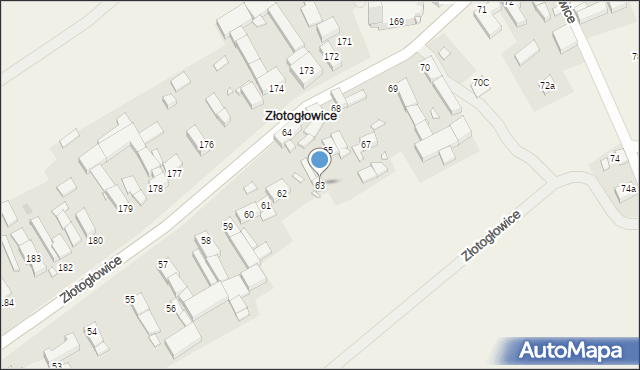 Złotogłowice, Złotogłowice, 63, mapa Złotogłowice