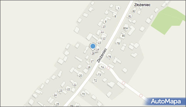 Złożeniec, Złożeniec, 16, mapa Złożeniec