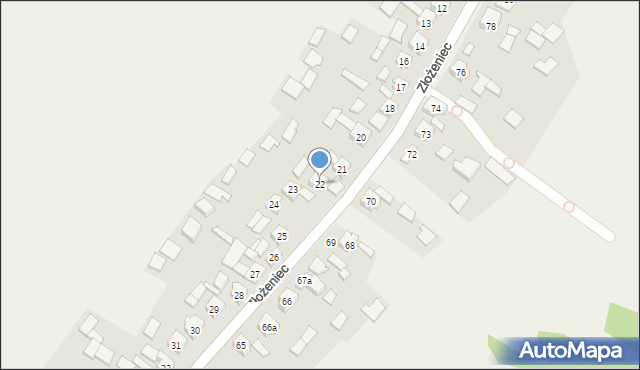 Złożeniec, Złożeniec, 22, mapa Złożeniec
