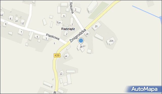 Radziądz, Żmigrodzka, 16, mapa Radziądz