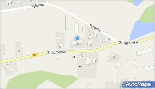 Radziądz, Żmigrodzka, 43, mapa Radziądz