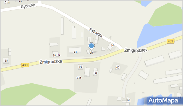 Radziądz, Żmigrodzka, 45, mapa Radziądz