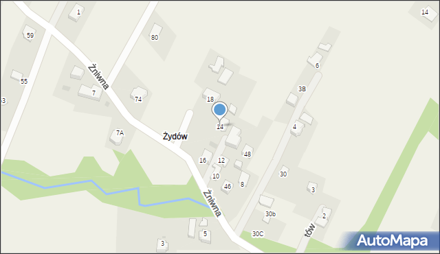 Goleszów, Żniwna, 14, mapa Goleszów