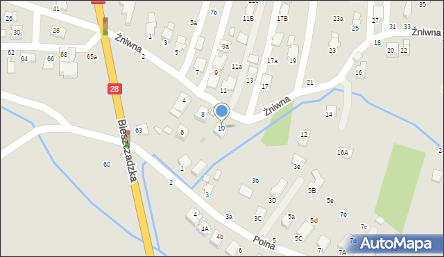 Krosno, Żniwna, 10, mapa Krosna