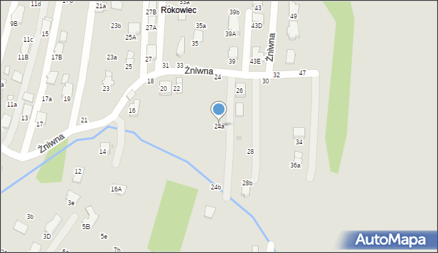 Krosno, Żniwna, 24a, mapa Krosna