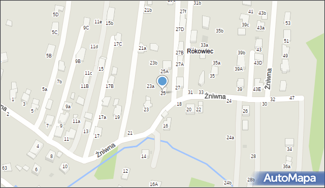 Krosno, Żniwna, 25, mapa Krosna