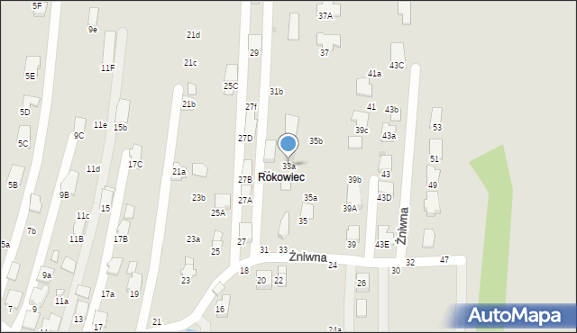 Krosno, Żniwna, 33a, mapa Krosna