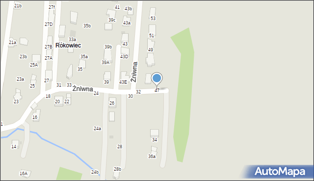 Krosno, Żniwna, 47, mapa Krosna