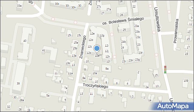 Poznań, Znanieckiego Floriana, 12a, mapa Poznania